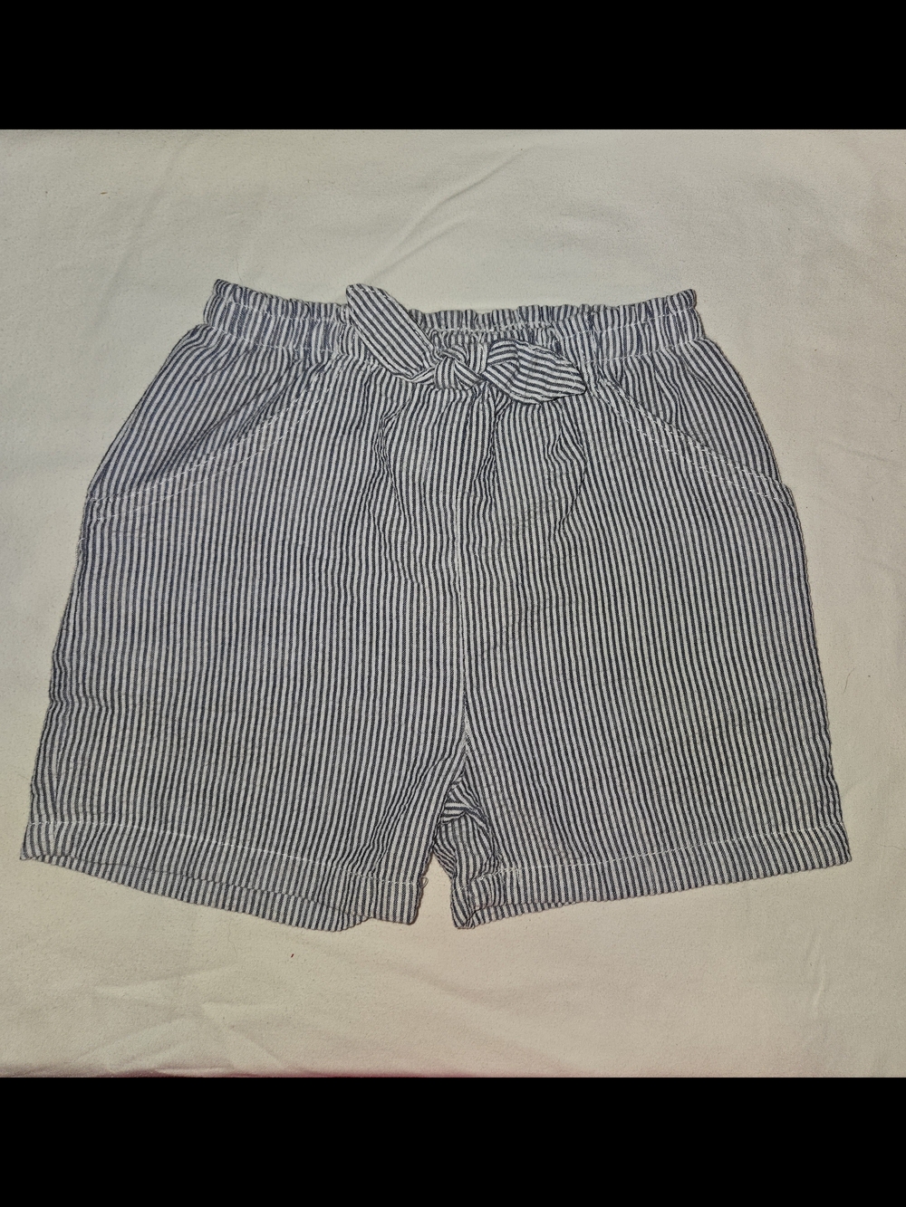 Allura Striped Paperbag Waist Shorts - Navy and White SZ 3T